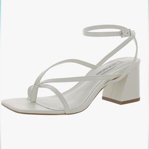 Steve Madden Alaina White Sandals 3” heels Ankle Straps size 10‎